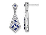 1/4 Carat (ctw) Blue Sapphire Dangle Earrings in 14K White Gold with Diamonds 3/5 Carat (ctw)
